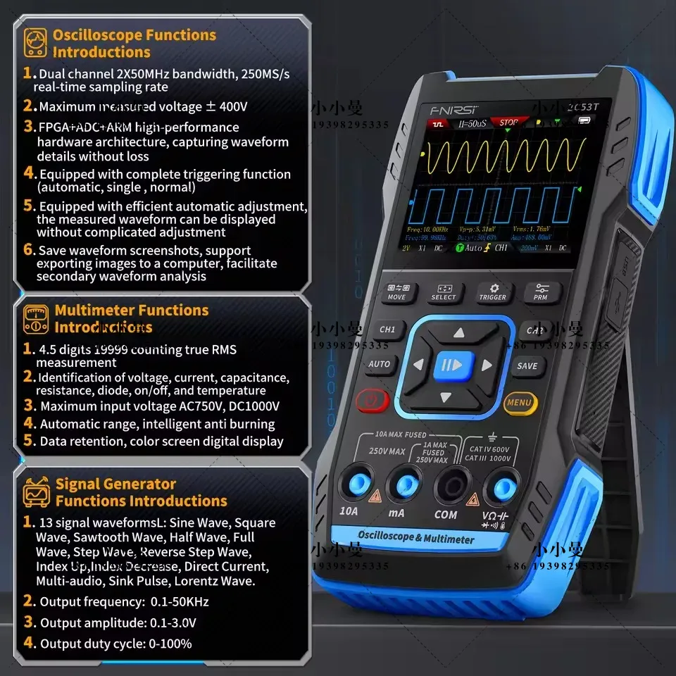 FNIRSI 2C23T10MHz, 2C53T 50MHz - Fnirsi Digital Oscilloscope Handheld review and price